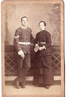 Evocative Studio carte de visite Photograph of a Soldier in Dress Uniform with his Wife, — Sophie Dupré Autographs