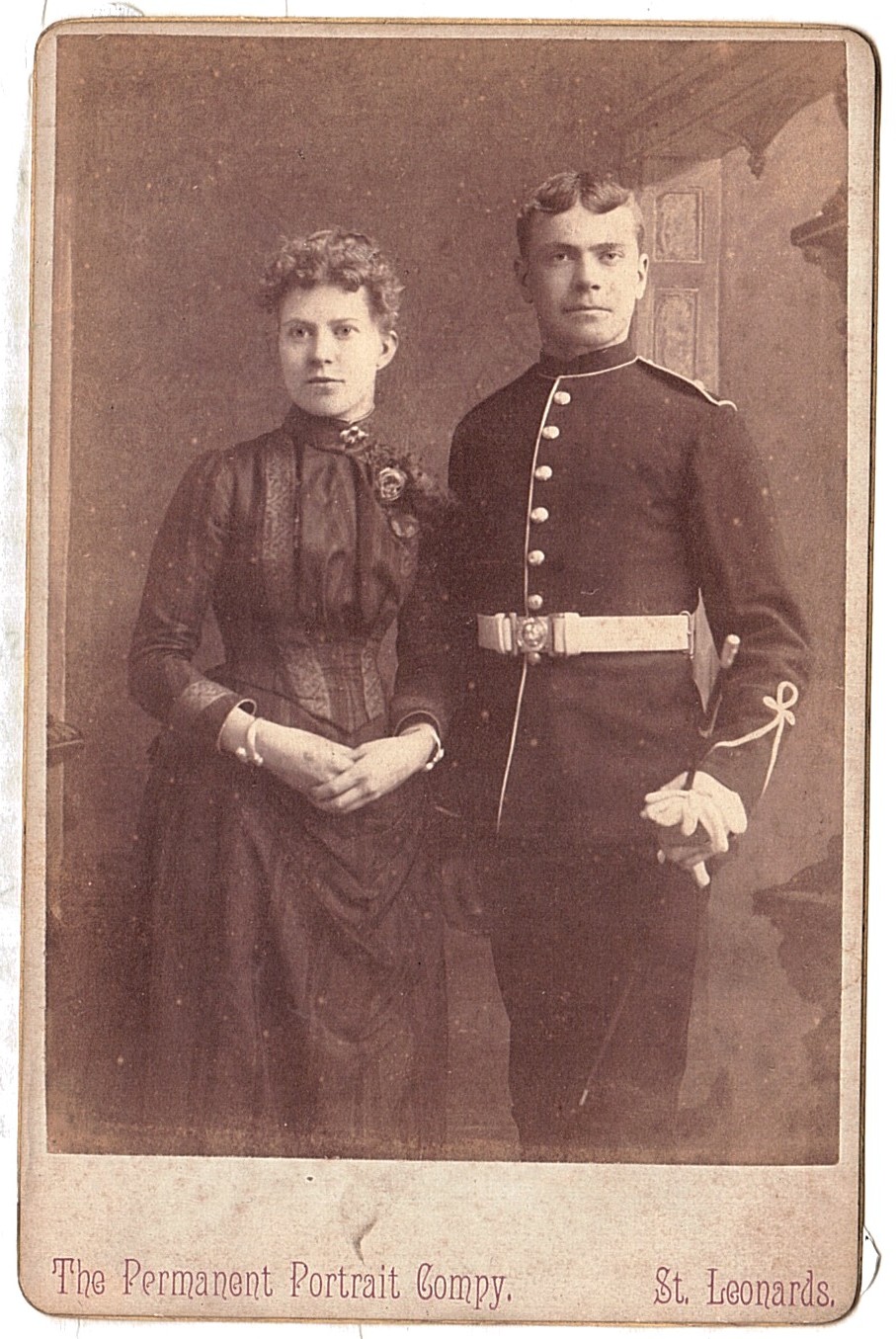 Charming Studio Cabinet Photograph of a Soldier with his Wife, — Sophie Dupré Autographs