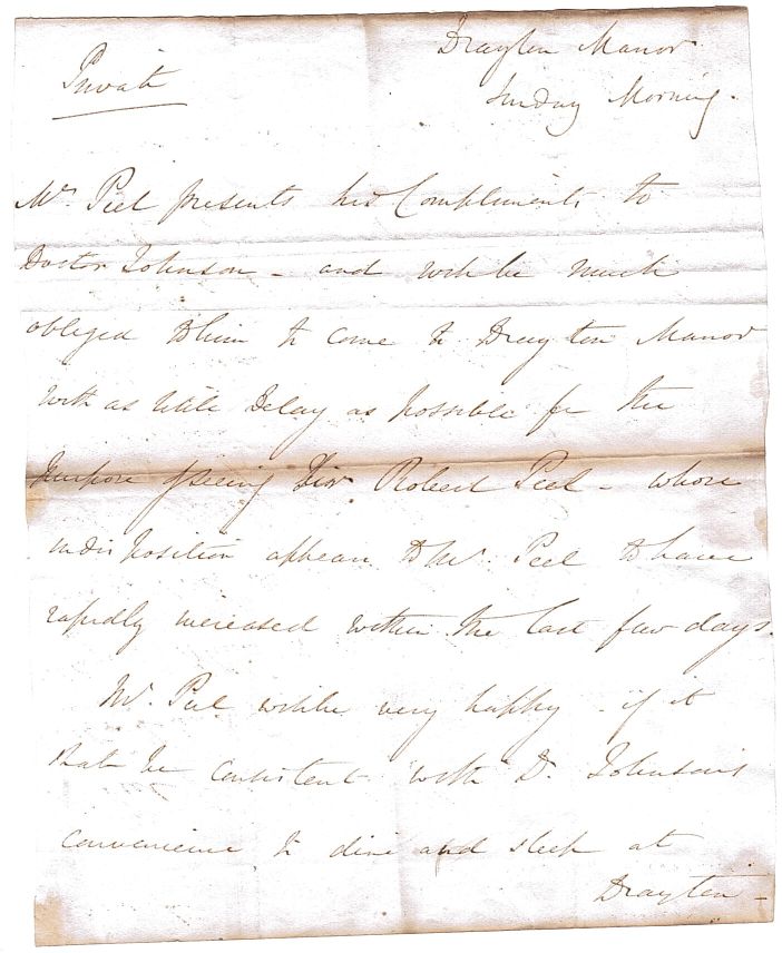 (Sir Robert, 1788-1850, Prime Minister 1834-1835 and 1841-1846, from 1830 2nd Baronet) — Sophie Dupré Autographs