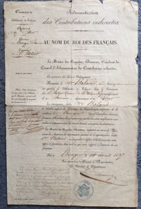 in French, printed with manuscript additions, — Sophie Dupré Autographs