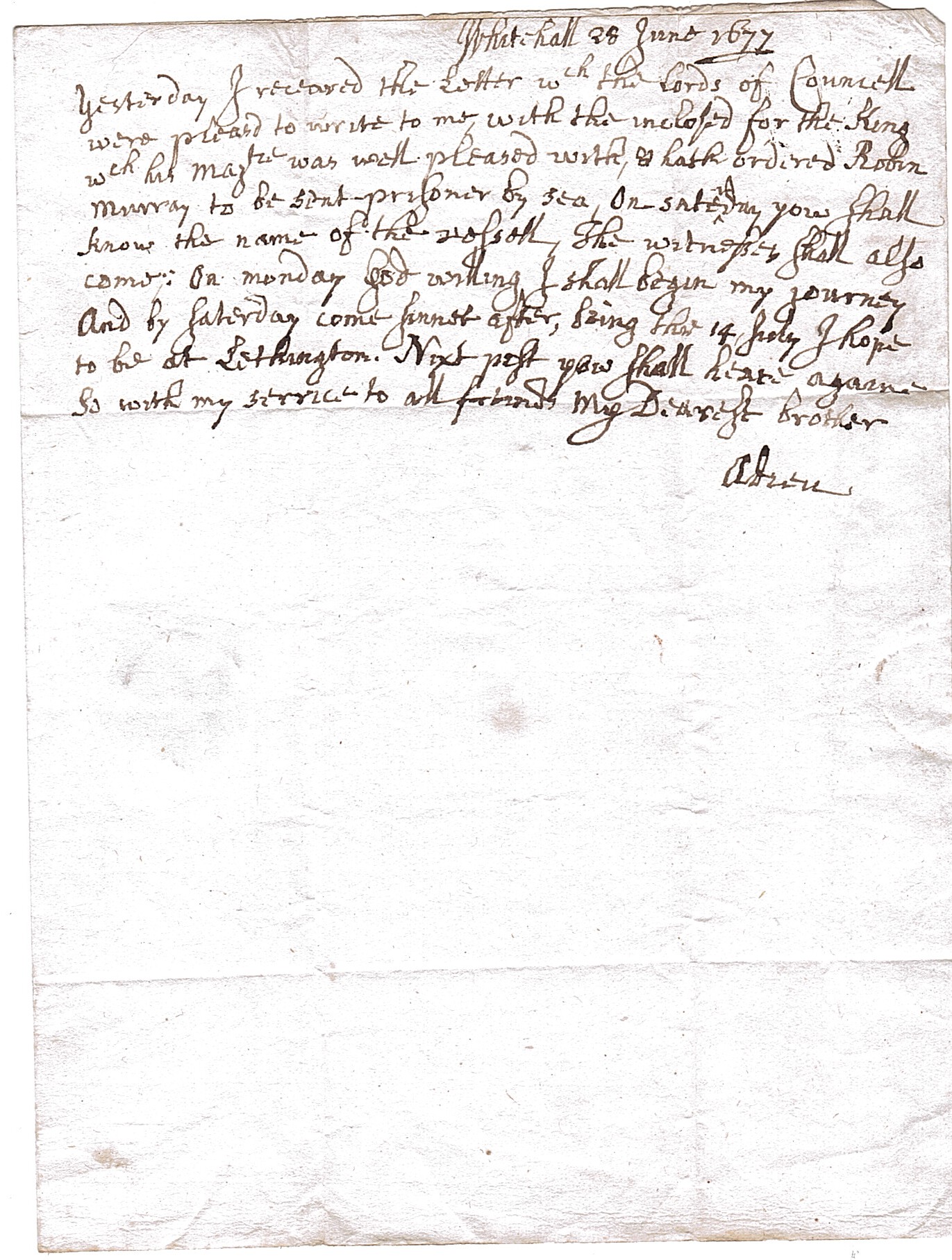 (John Maitland, 1616-1682, Secretary for Scotland 1660-1680, 1st Duke, the 'L' of 'CABAL') — Sophie Dupré Autographs