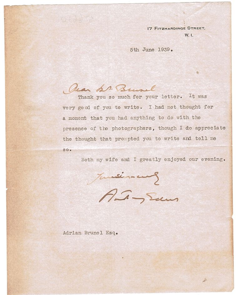 (Sir Anthony, Earl of Avon, 1897-1977, Prime Minister) — Sophie Dupré Autographs