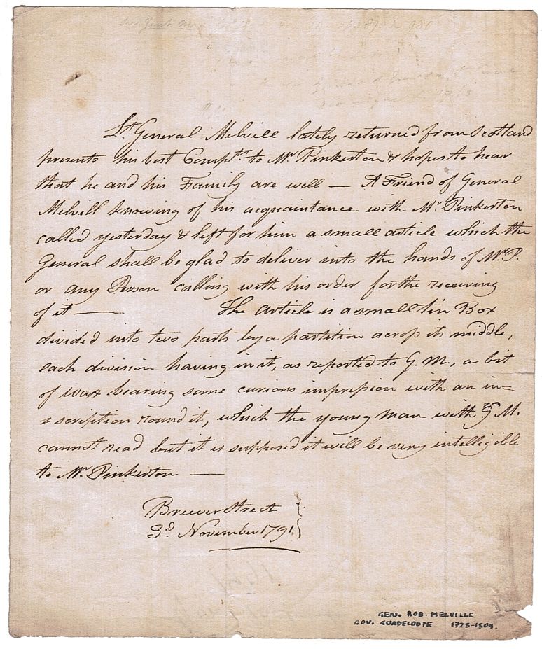 (Robert, 1723-1809, General, Governor in the West Indies, Inventor of the Carronade Gun)] — Sophie Dupré Autographs