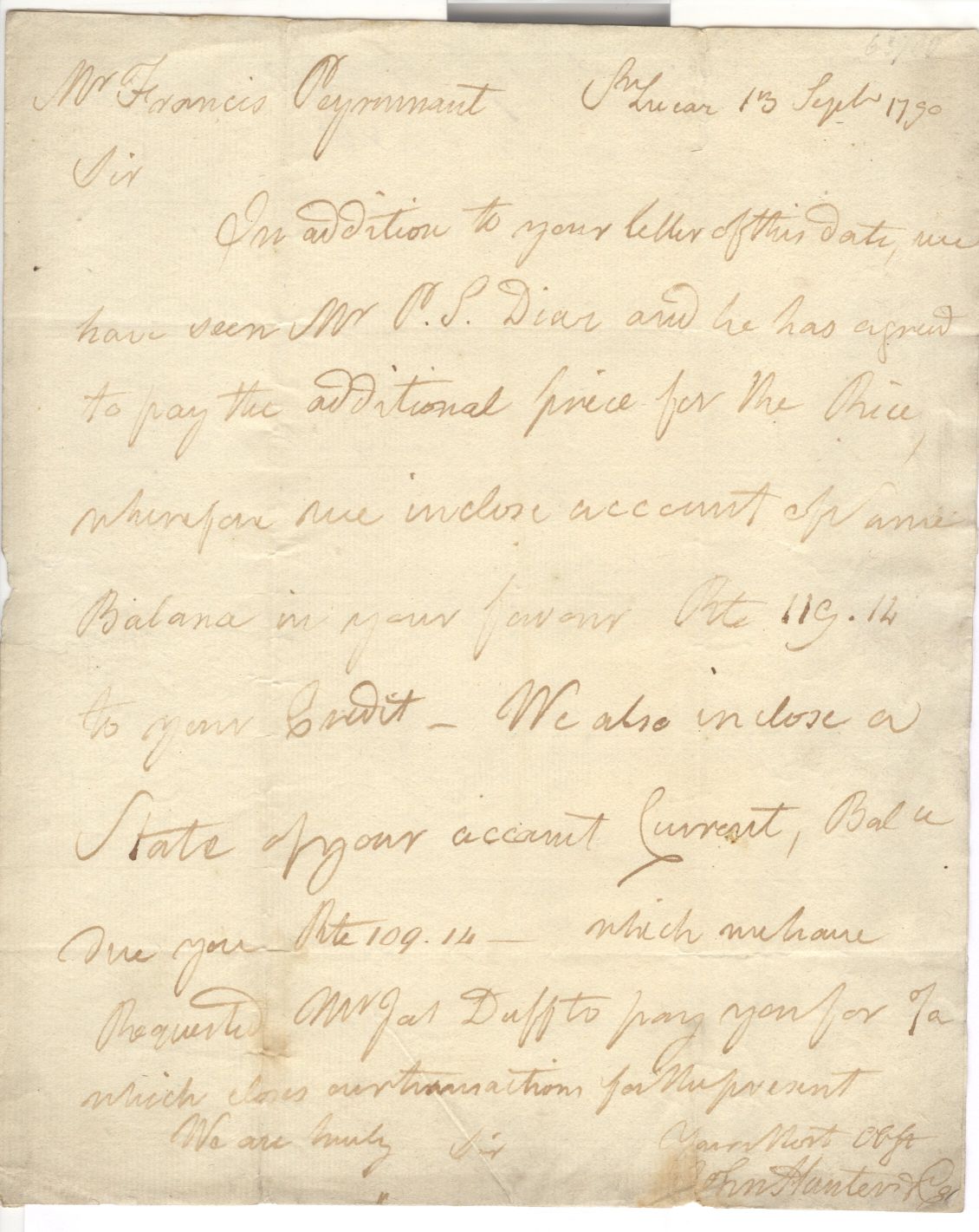 (Sir John, 1751-1816, appointed Consul in San Lúcar and Seville, March 1783, from 1813 Knight and Consul-General in Spain)] — Sophie Dupré Autographs