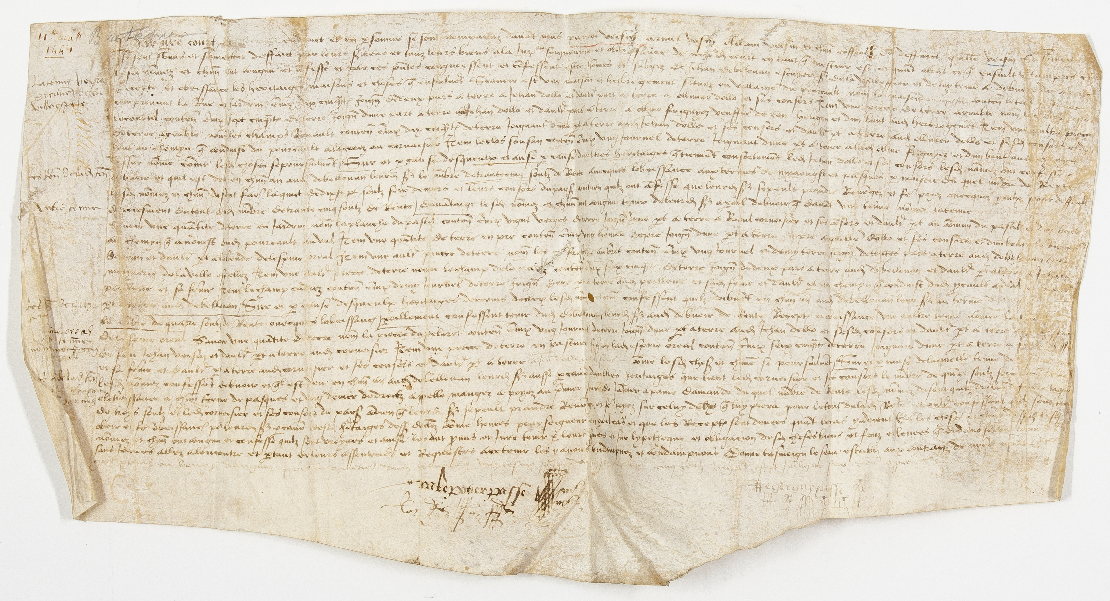 [DE BELLOUAN DE LA VILLEFIEF — Contemporary Copy of the record at his Seigneurial Court at PLOERMEL, | Sophie Dupré Autographs
