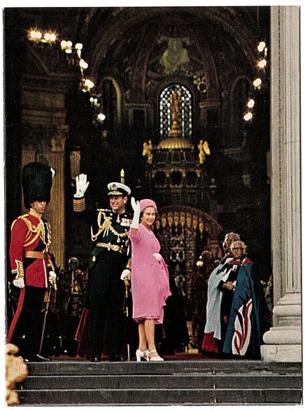 (1926-2022, Longest serving Monarch of Great Britain), PHILIP  (Duke of Edinburgh, 1921-2021, her husband) and their son King CHARLES III (Philip Arthur George, b. 1948, King of Great Britain, Former Prince of Wales)] — Sophie Dupré Autographs