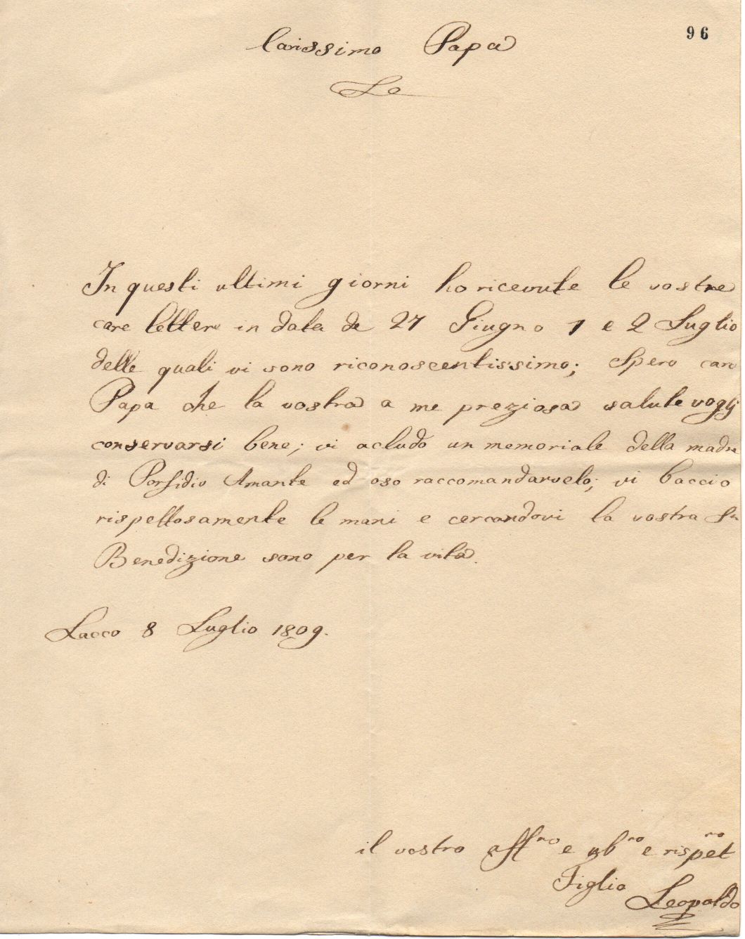 (di Borbone, 1790-1851, Prince of Salerno, son of Ferdinando IV, 1751-1825, King of Naples and Sicily from 1759) — Sophie Dupré Autographs