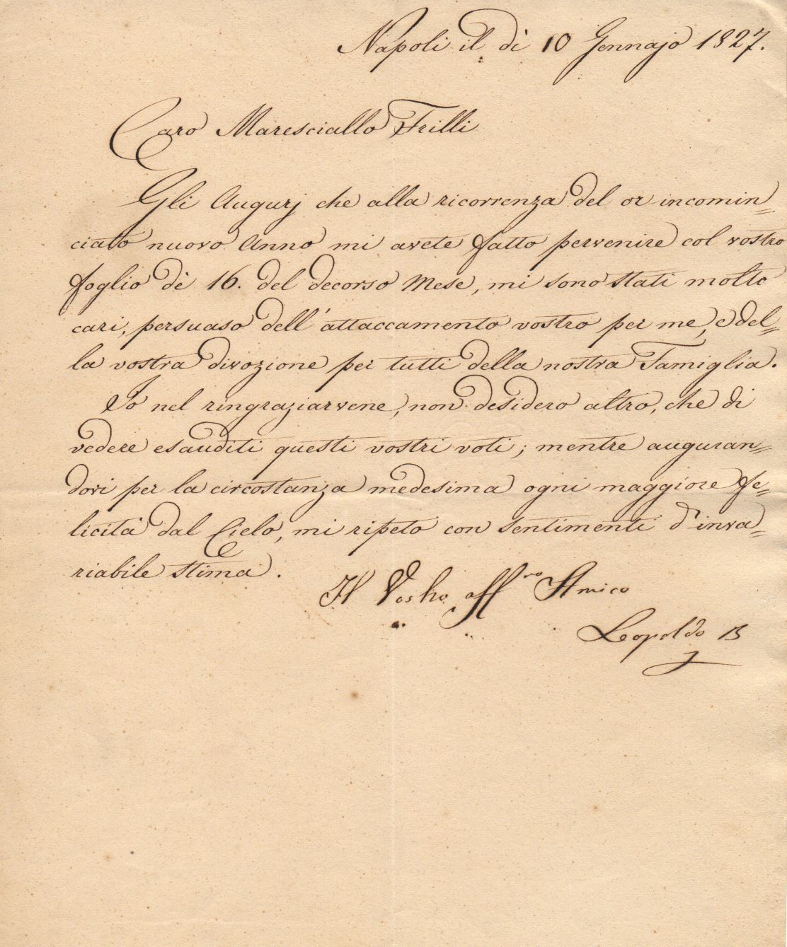(di Borbone, 1790-1851, Prince of Salerno, son of Ferdinando IV, 1751-1825, King of Naples and Sicily from 1759) — Sophie Dupré Autographs