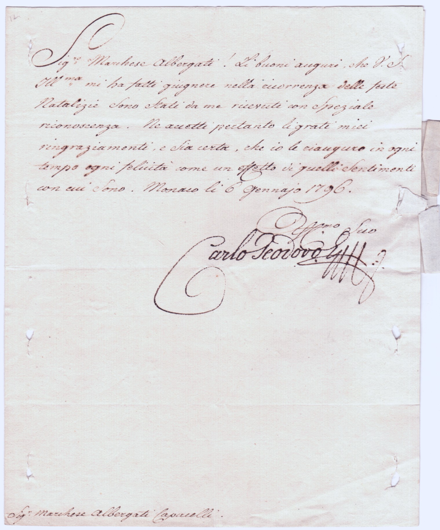 (1724-1799, Elector Palatine from 1741, Elector of Bavaria from 1777) — Sophie Dupré Autographs